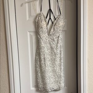 Trixxi Black and White Backless Floral Dress